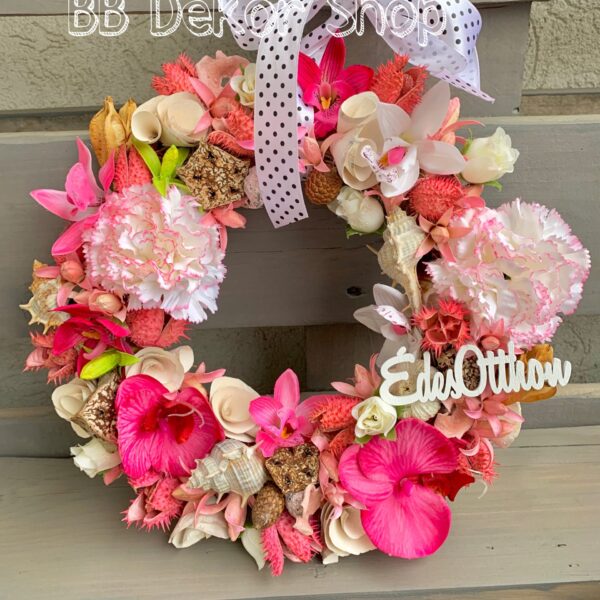 Pink tavaszi – nyári virágos kopogtató Kopogtatók - Ajtódíszek Pink tavaszi - nyári virágos kopogtató