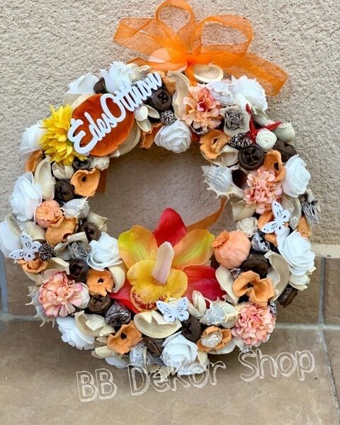 Barack – fehér nyári kopogtató Kopogtatók - Ajtódíszek Barack - fehér nyári kopogtató