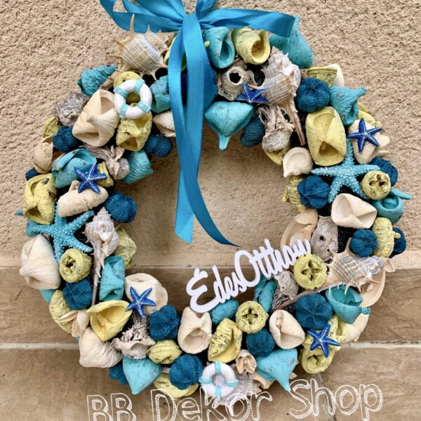 Türkiz – sárga tengerparti stílusú kopogtató Kopogtatók - Ajtódíszek Türkiz - sárga tengerparti stílusú kopogtató