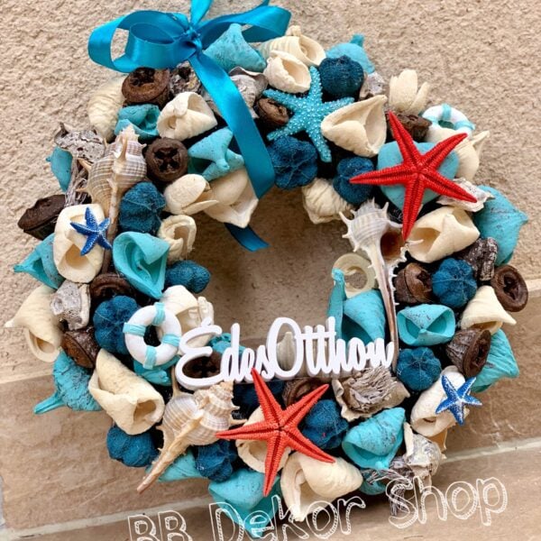 Türkiz – tengerparti kagylós kopogtató Kopogtatók - Ajtódíszek Türkiz – tengerparti kagylós kopogtató