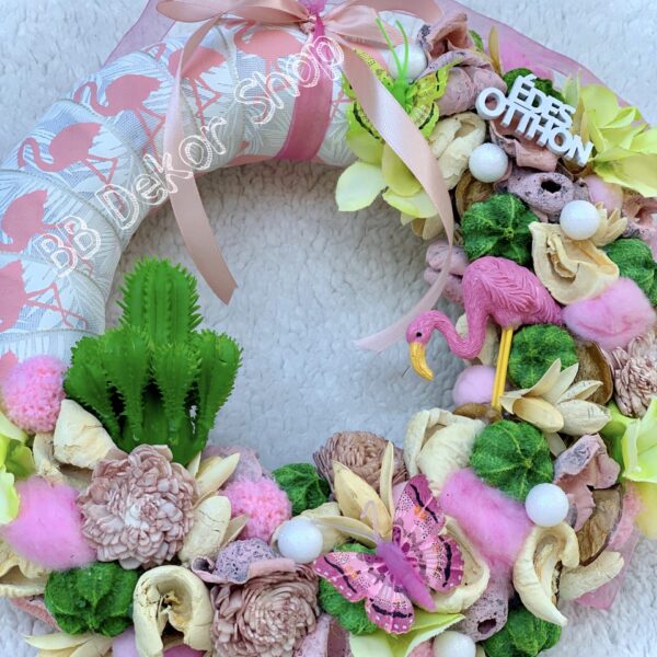 Rózsaszín – zöld kaktuszos – flamingós tavaszi / nyári ajtódísz / kopogtató ??? Tavaszi - Nyári Lakásdíszek Rózsaszín – zöld kaktuszos – flamingós tavaszi / nyári ajtódísz / kopogtató ??? Tavaszi - Nyári Lakásdíszek