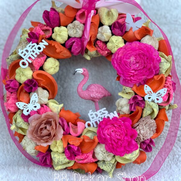 Pink – Sárga Flamingós Kopogtató Kopogtatók - Ajtódíszek flamingós ajtódísz