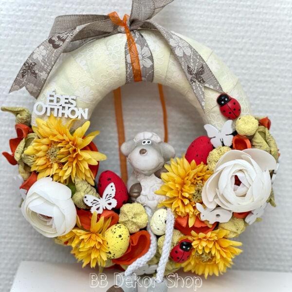 Sárga Bárányos Húsvéti Kopogtató Kopogtatók - Ajtódíszek Sárga Bárányos Húsvéti Kopogtató