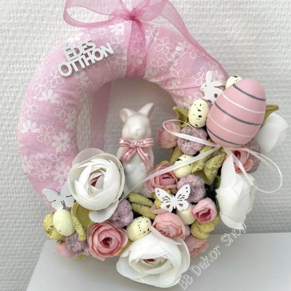 Rózsaszín – Sárga Húsvéti Kopogtató / Ajtódísz Tavaszi - Nyári Lakásdíszek Rózsaszín - Sárga Húsvéti Kopogtató / Ajtódísz