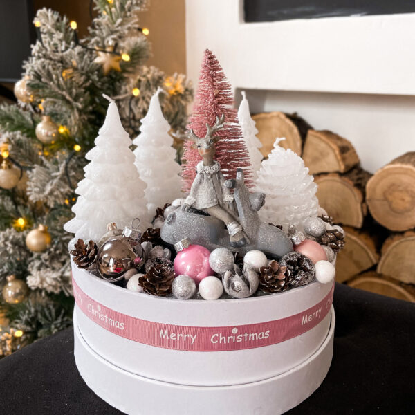 Szürke - Rózsaszín Szarvasos Adventi Box