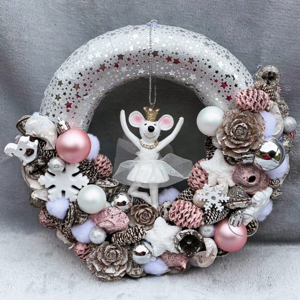 Balerina egér kopogtató, ajtódísz Karácsony / Tél Balerina egér karácsonyi kopogtató ajtódísz