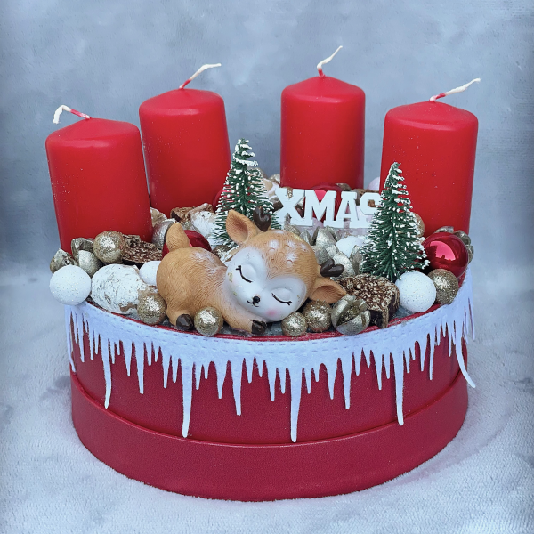 Mini piros adventi box Karácsony / Tél Mini piros adventi box