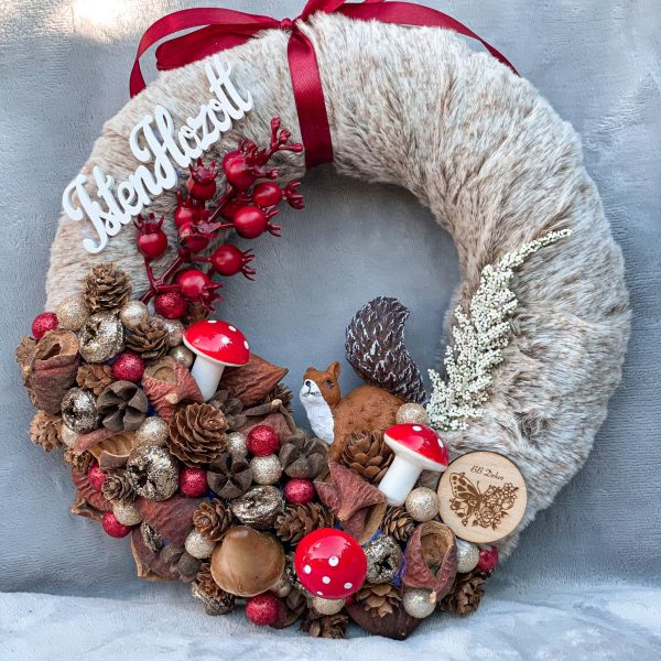 Őszi-téli mókusos kopogtató, ajtódísz 2. Ősz Őszi-téli mókusos kopogtató 2