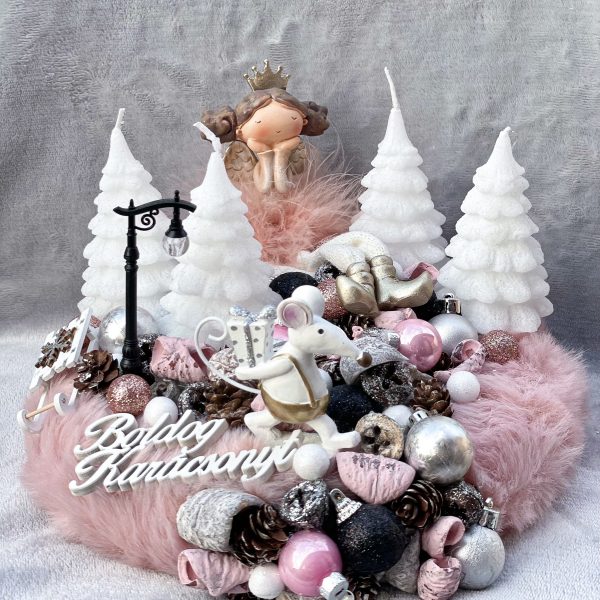 Rózsaszín angyalka adventi koszorú Karácsony / Tél Rózsaszín angyalka adventi koszorú Karácsony / Tél