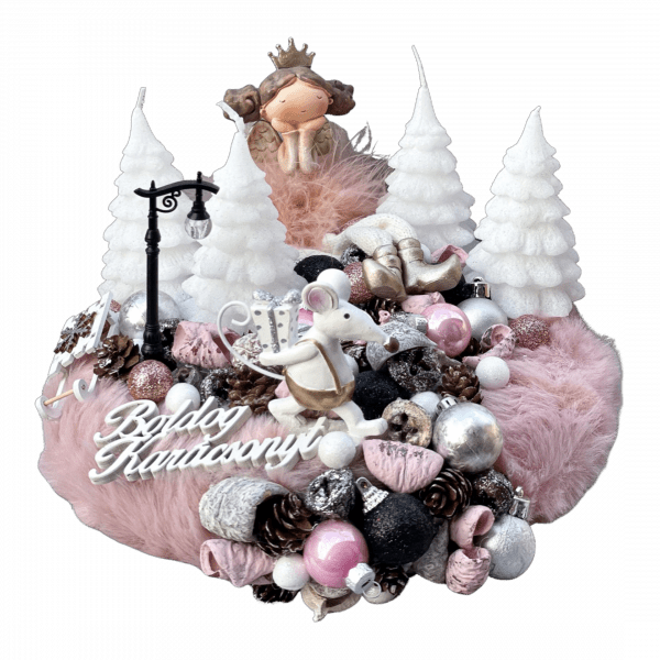 Rózsaszín angyalka adventi koszorú Karácsony / Tél Rózsaszín angyalka adventi koszorú