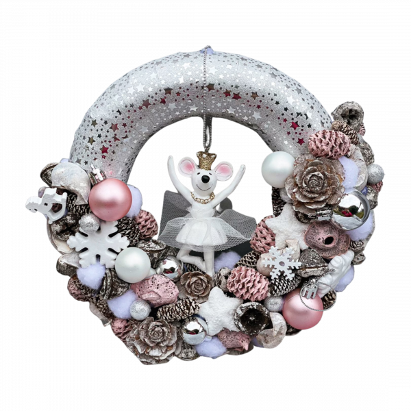 Balerina egér kopogtató, ajtódísz Karácsony / Tél Balerina egér kopogtató