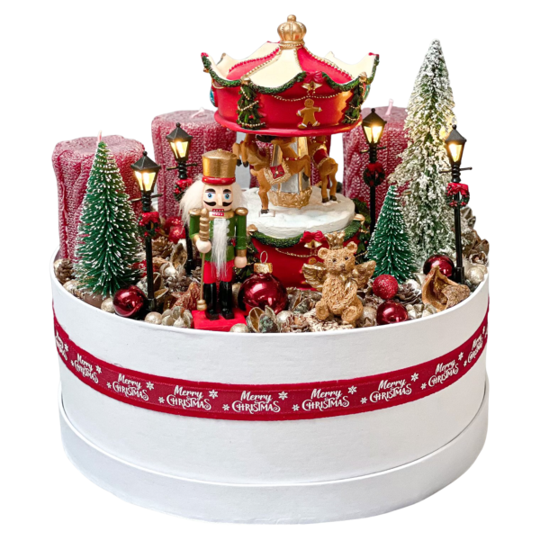 Prémium Diótörő Adventi Box Zenélő Körhintával Adventi Koszorúk, Boxok Prémium Diótörő Adventi Box Zenélő Körhintával