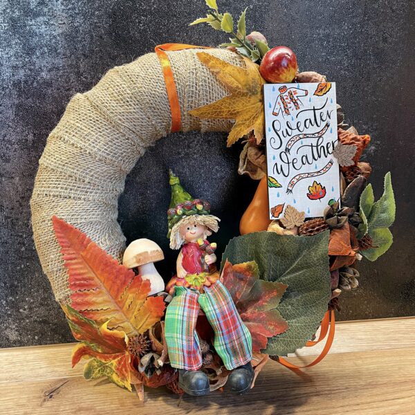 Őszi „Sweater Weather” Kopogtató Ajtódísz Ősz Őszi "Sweater Weather" Kopogtató Ajtódísz