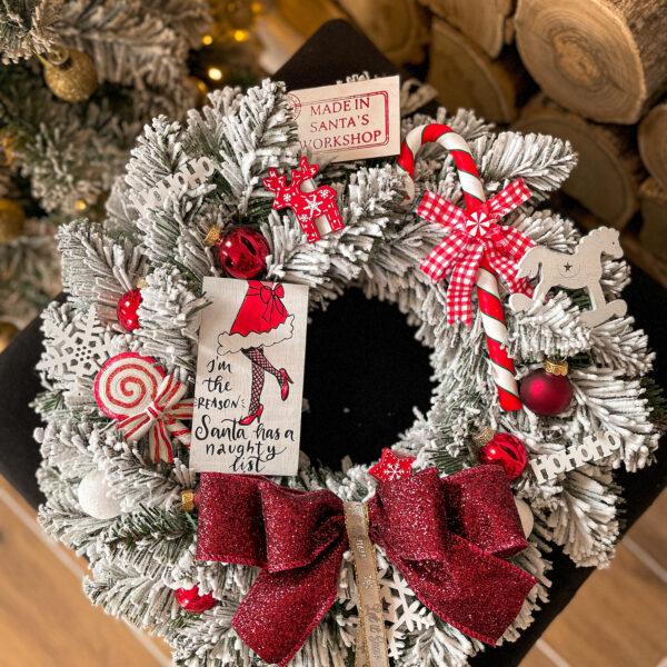 Prémium „Santa” téli karácsonyi kopogtató, ajtódísz Karácsony / Tél Prémium "Santa" téli karácsonyi kopogtató, ajtódísz