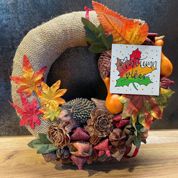 Őszi „Autumn Vibes” Kopogtató Ajtódísz Ősz Őszi "Autumn Vibes" Kopogtató Ajtódísz