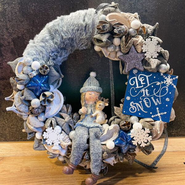 „Let It Snow” téli karácsonyi kopogtató, ajtódísz Karácsony / Tél „Let It Snow” téli karácsonyi kopogtató, ajtódísz Karácsony / Tél