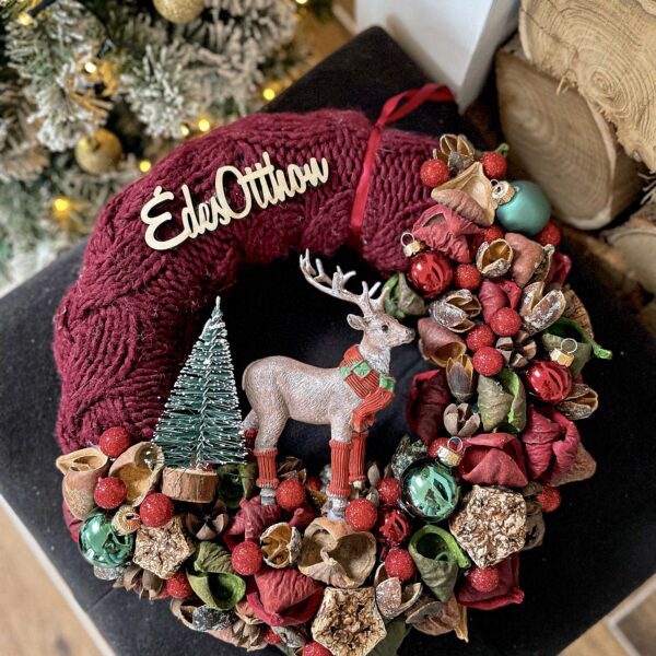 "Édes Otthon" téli karácsonyi kopogtató, ajtódísz