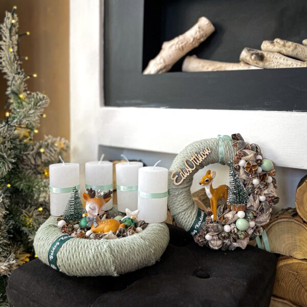 Menta Színű Adventi Szett (Kopogtató + Koszorú) Karácsony / Tél Menta Színű Adventi Szett (Kopogtató + Koszorú)