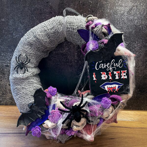 „Careful I Bite” Halloween Kopogtató Ajtódísz Halloween "Careful I Bite" Halloween Kopogtató Ajtódísz