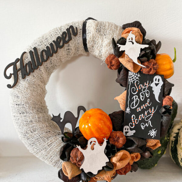 „Say Boo” Halloween Kopogtató Ajtódísz Halloween "Say Boo" Halloween Kopogtató Ajtódísz