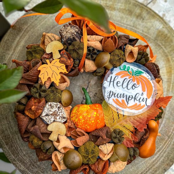 Őszi „Hello Pumpkin” Kopogtató Ajtódísz Ősz Őszi "Hello Pumpkin" Kopogtató Ajtódísz