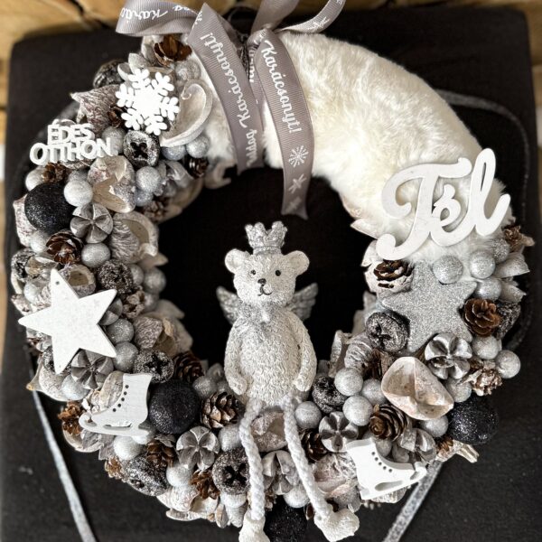 „Édes otthon” téli karácsonyi kopogtató, ajtódísz Karácsony / Tél "Édes otthon" téli karácsonyi kopogtató, ajtódísz