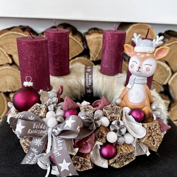 Bíbor – Szürke Rudolf Adventi Koszorú Karácsony / Tél Bíbor - Szürke Rudolf Adventi Koszorú