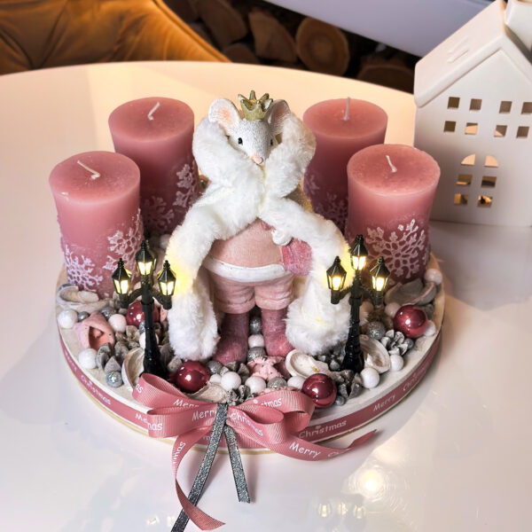 Púderrózsaszín Egérkirály Adventi Koszorú Adventi Koszorúk, Boxok Púderrózsaszín Egérkirály Adventi Koszorú Adventi Koszorúk, Boxok